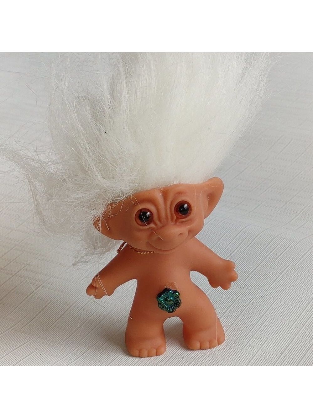 Vintage UNEEDA WISHNIK TROLL Doll 3" - DOUBLE HORSESHOE White Hair 1960s